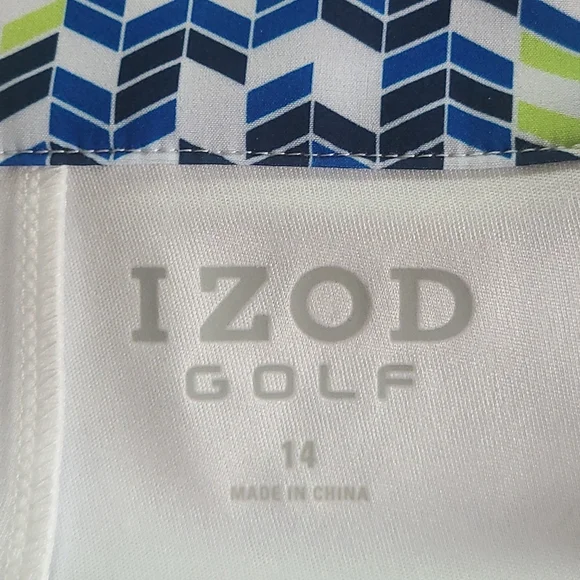 NWT IZOD Golf Skort. Size 14. Pockets Blues/White/Lime Side Zip. UPF-15 - Picture 3 of 10